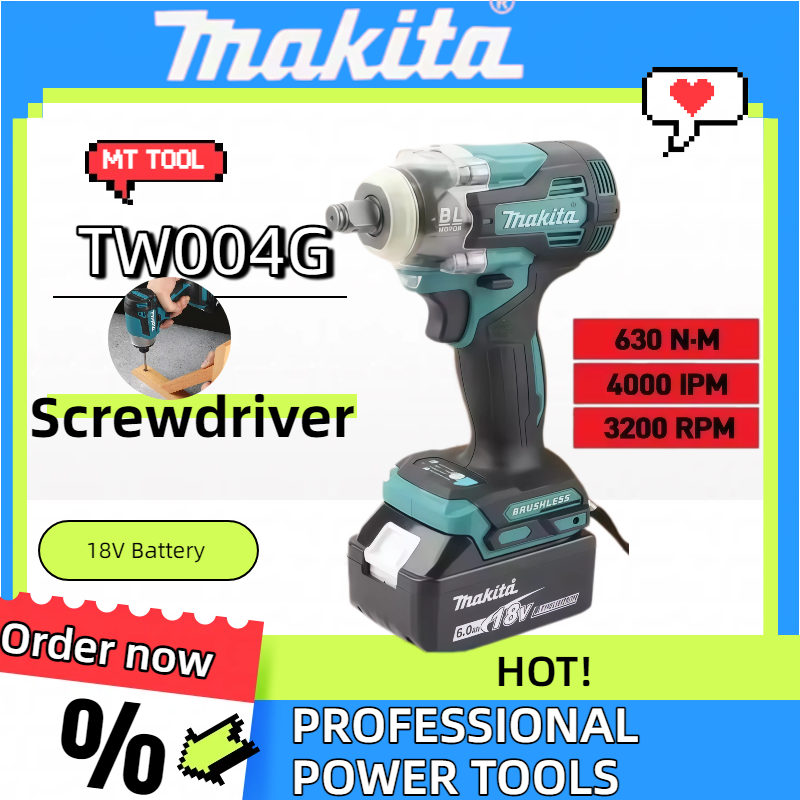 Cordless Drill Driver - Makita TW004G 630N.m Brushless Screwdriver Machine