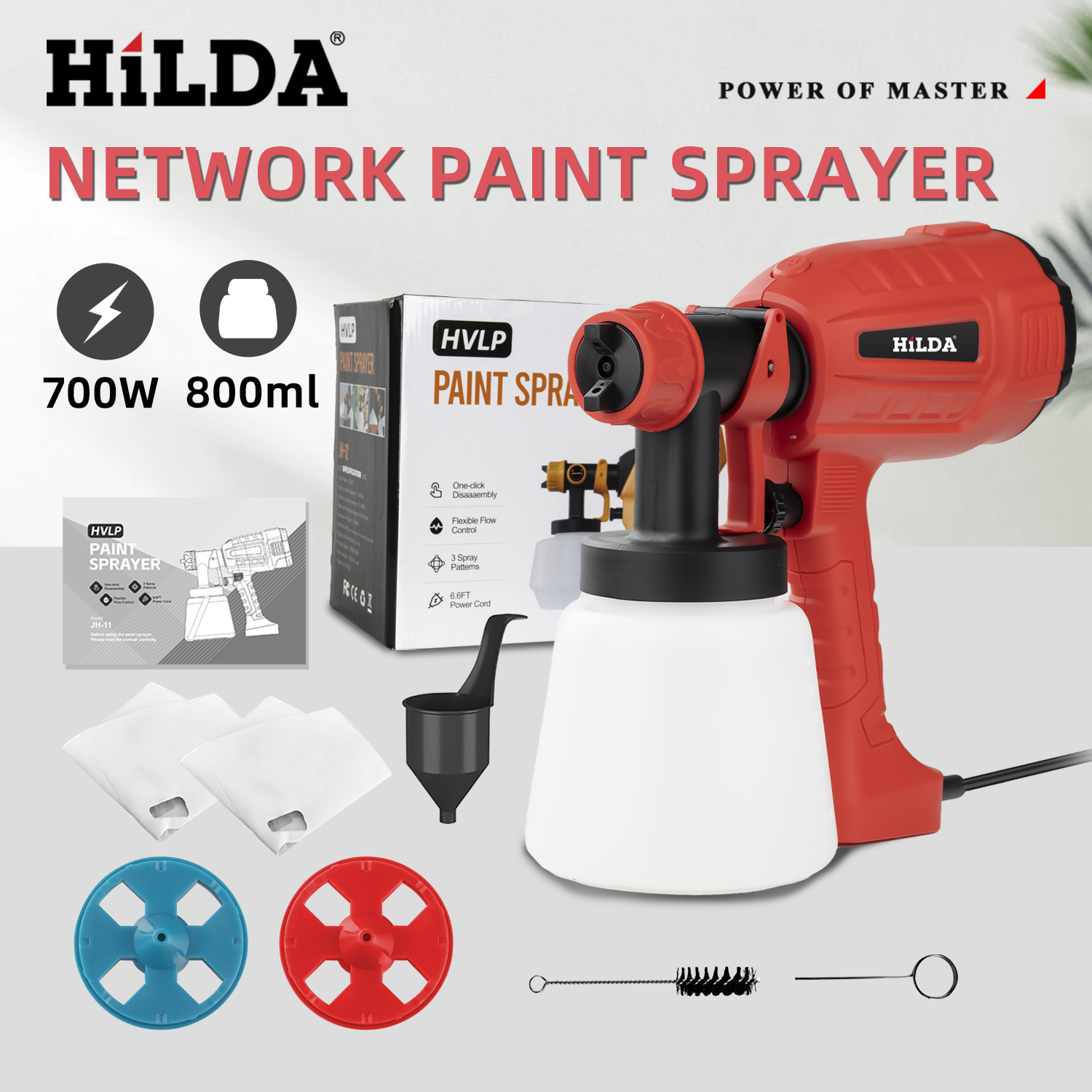 HILDA 800ML Electric Spray Gun – Power Tools Red recenzja i cena