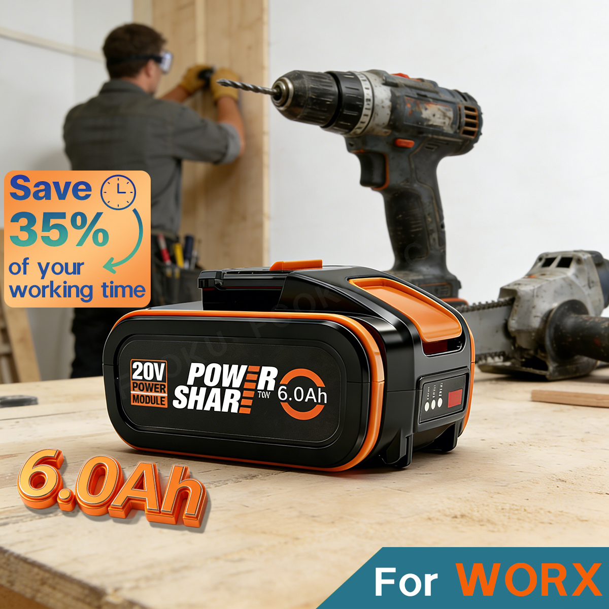 For Worx 20V 6.0Ah Lithium Bat – Power Tools Ltd recenzja i cena